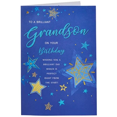 Image of Piccadilly Greetings Modern Birthday Card Grandson 9 x 6 inches Regal Publishing