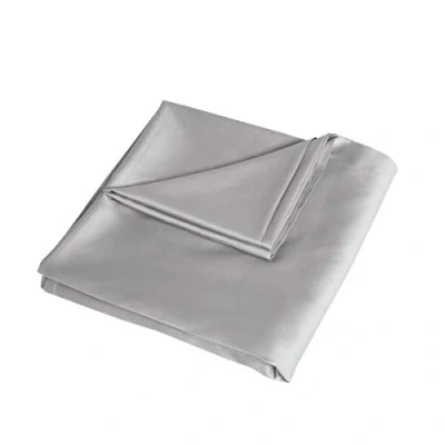 Image of Sleepdown 100% Cotton Sateen Anti Allergy Flat Sheet 300 Thread Count Luxury Bedsheet Bed Linen Silver Super King (275cm x 275cm)