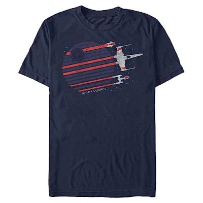 Image of STAR WARS Men&#039;s Rebel Flyby T Shirt, Navy Blue, S