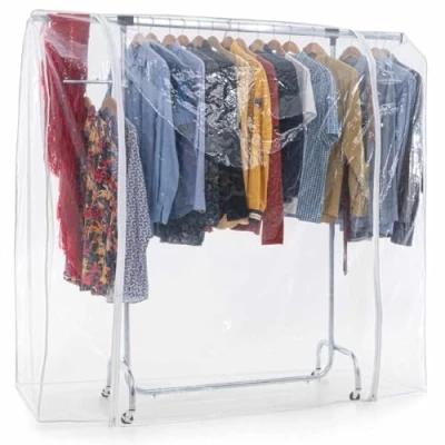 Image of Tatkraft Falcon &amp; Big Sturdy and Clothes Rack, Rail with Cover, Wardrobe on Wheels, Easy to Assemble