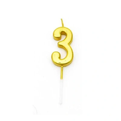 Image of Gifts 4 All Occasions Limited Shatchi Gold 3 Number Candle Birthday Anniversary Party Cake Decorations Topper