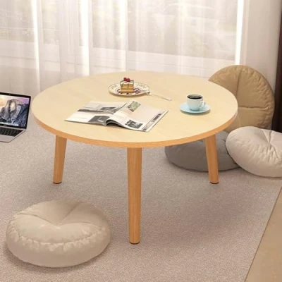 Image of funrautz Round Coffee Table, Wooden Simple Style Centre Tea Low Side Table for Living Room Wood