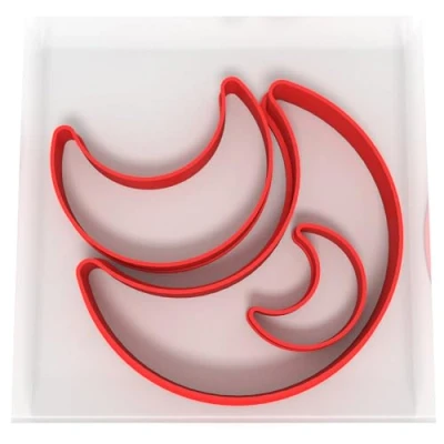 Image of JUST Cutters Moon Shape Set of 3 Plastic Cutter for Baking, Fondant, Clay, Pastry, Icing, Jewellery (3/5/8CM)