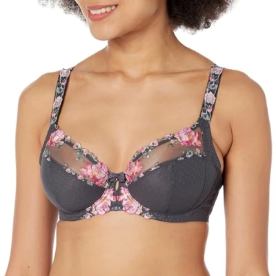 Image of Fantasie Womens Adrienne Side Support Bra Charcoal Bloom Grey Polyamide Size 32FF