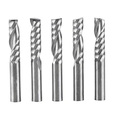 Image of End Mills Set 5Pcs 6mm Shank Tungsten Carbide Single Flute Mill CNC Router Milling Bits Spiral Cutters for Wood Aluminum Steel