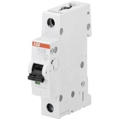Image of ABB S201 C2 Miniature Circuit Breaker, 1 Pole, Type C, 6/10kA Breaking Capacity, 2 Amp Current (2CDS251001R0024)