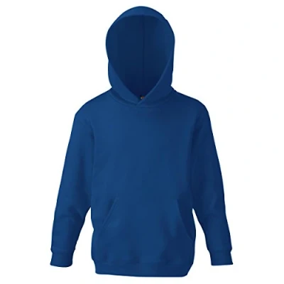 Image of Fruit of the Loom Boy&#039;s Pull over Classic Long Sleeve Hooded Sweat, Navy, 5 6 Years (Manufacturer Size: 116)
