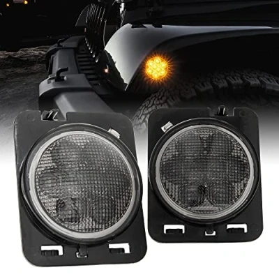 Image of TRUE MODS LED Side Marker Lights Replacement for Jeep [Smoked Lens] [Amber Color] Compatible with Wrangler JK Unlimited 2007 2018 Accessories
