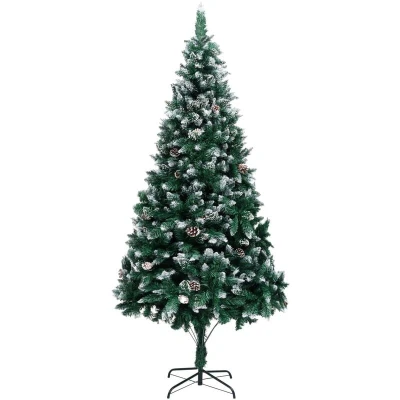 Image of vidaXL Artificial Christmas Tree with Pine Cones and White Snow 210 cm