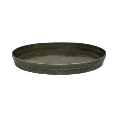 Image of Ivyline Bowen Candle Plate in Moss Modern Table Centrepiece Stylish Dish Durable Home Decoration H2.5 x D20 cm