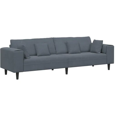 Image of vidaXL Velvet Sofa with Cushion Pillow Dark Grey