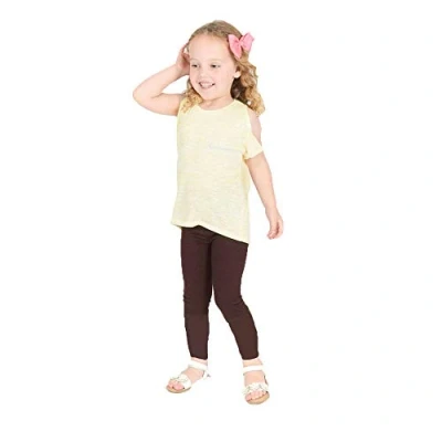 Image of Festival Children Kids Girls Plain Cotton Thick Full Length Leggings Party Pants Ages 1 11 (UK, Age, 8 Years, 9 Regular, Brown)