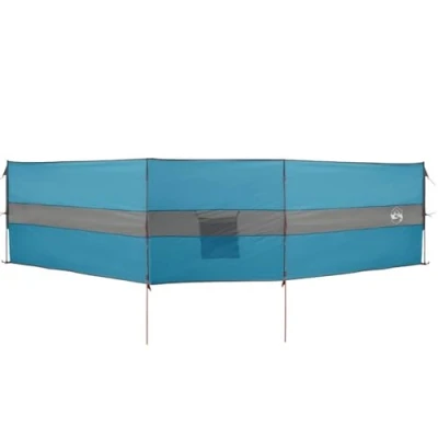 Image of vidaXL camping windbreak blue 490x123 cm waterproof windscreen with easy setup, stable anchoring, portable design, storage pocket