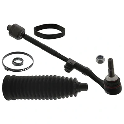 Image of 32216762244, 32216762244S1 Tie Rod FEBI BILSTEIN 43508 Front Axle Right with clamps, seal ring, steering bellow BMW: 3 Touring, 1 Hatchback