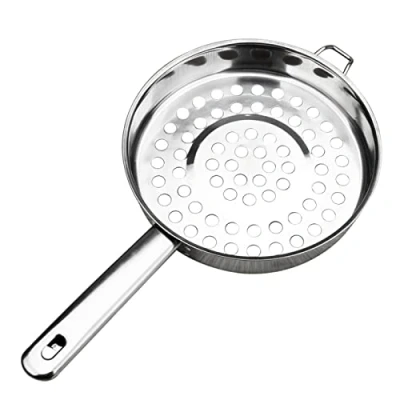 Image of Stainless Steel Large Mesh Strainer, Flat Kitchen Colander Spoon Strainer Basket with Long Handle
