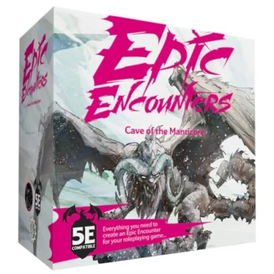 Image of Epic Encounters: Cave of The Manticore Game with a Huge boss Mini, Double Sided A2 Mat, Adventure Book and Monster Stats
