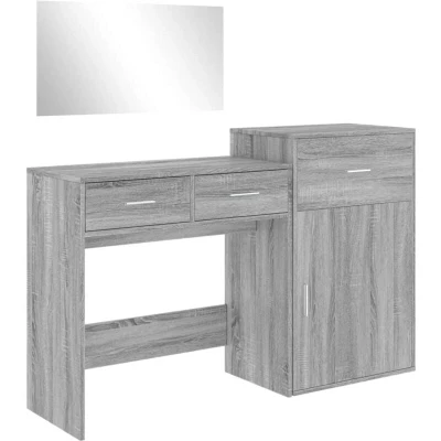 Image of vidaXL 3 Piece Dressing Table Set Grey Sonoma Engineered Wood