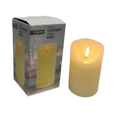 Image of Premier 18cm Christmas Cream Flickerbright Candle with Timer