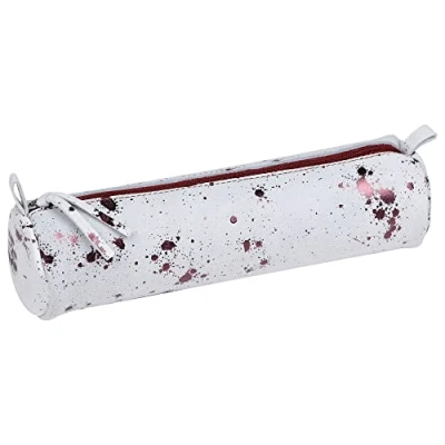 Image of Clairefontaine Ref 410111C Cosmicuir&#039; Suede Leather Round Pencil Case 5.5 x 22cm, Made From Genuine Lambskin Leather, Metal Zip With Puller Cherry