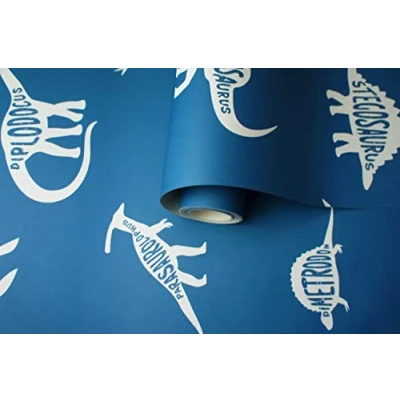 Image of Holden Decor Dino Dictionary Blue 90901 Wallpaper