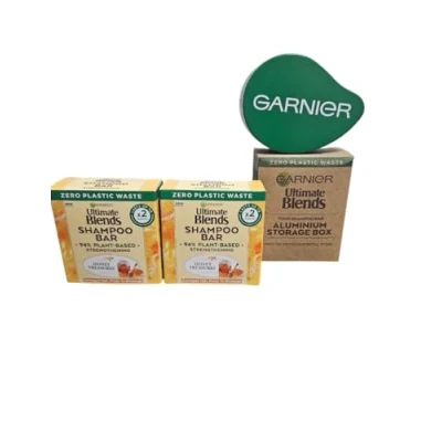 Image of GARNIER ULTIMATE BLENDS 60G SHAMPOO BAR HONEY TREASURES DUO AND STORAGE BOX
