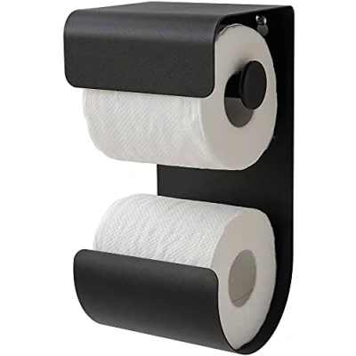 Image of Sealskin Brix Toilet Roll Holder, Metal, Black, 11.6 x 25.5 12.5 cm