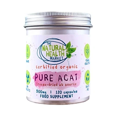 Image of Pure Organic Acai Berry 500mg Capsules by The Natural Health Market Certified Soil Association Vegan Berries Harvested in Brasil (120 Capsules)