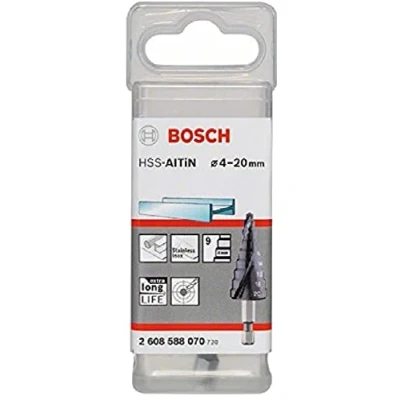 Image of Bosch 2608588070 4/6/8/10/12/14/16/18/20 mm 1/4 Inch Hex HSS AlTiN Step Drill Bits