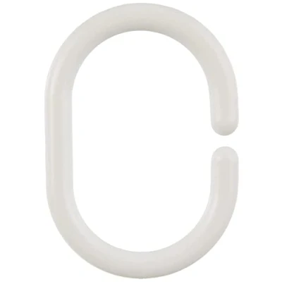 Image of WENKO 19191100 Shower curtain rings small set of 12, oval, Plastic, 4.5 x 3 cm, White