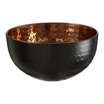 Image of Premier Housewares Mixology Hammered Bowl Ornament, Stainless Steel, Copper/Black Small