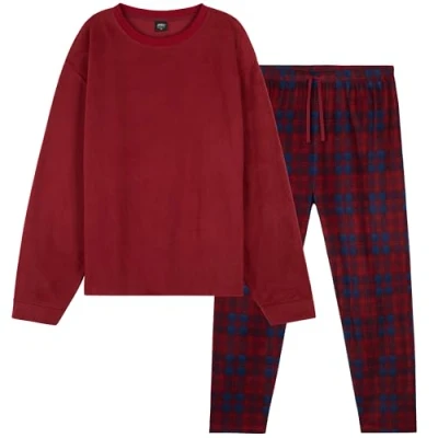 Image of CityComfort Mens Pyjamas Set Super Soft Fleece 2 Piece Loungewear Nightwear Gifts for Men (Red, 2XL)