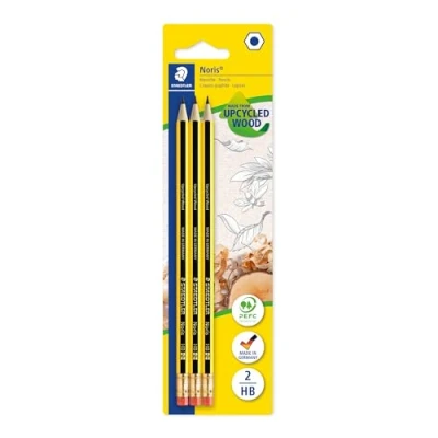 Image of STAEDTLER 122 2BK3DA Noris Graphite Pencil with Eraser Tip HB (Pack of 3)