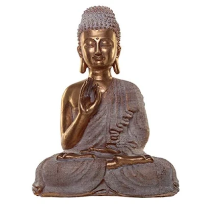 Image of Puckator Thai Buddha Figurine Gold and White Spiritual, Resin, Multi, Height 36cm Width 27.5cm Depth 19cm