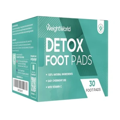 Image of WeightWorld Detox Foot Patches (Pack of 30) 100% Natural Pads to Remove Toxins Safe &amp; Skin Friendly Deep Cleansing with Benefits VIT C Bamboo Vinegar Made in The UK