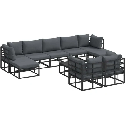 Image of Vidaxl Garden Sofa Set 10 pcs Black 70 x 32 cm Aluminium