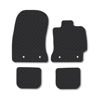 Image of Rubber Car Mats Compatible with Toyota GT86 (2012 2020) Tailored Fit Floor Set Accessory Black Custom 4 Pieces Clips Anti Slip Backing, Heavy Duty &amp; Waterproof