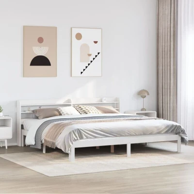Image of VidaXL Bed Frame with Headboard - Super King - White - 180x200 cm