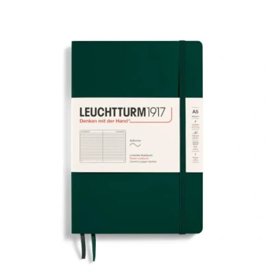 Image of LEUCHTTURM1917 367270 Notebook Medium (A5), Softcover, 123 Numbered Pages, Forest Green, Ruled