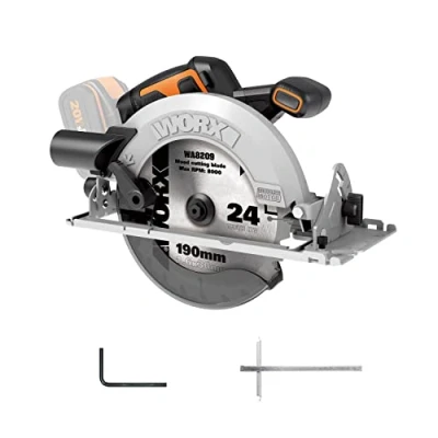 Image of WORX Nitro 18V(20V MAX) 190mm Cordless Circular Saw, PowerShare, Brushless Motor, 6100 RPM, Max. Cutting Depth 65mm (90), 0 57 Bevel Cutting, Without Battery, WX520.9