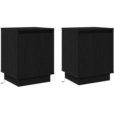 Image of vidaXL Bedside Cabinets with LED Lights 2 pcs Black 39x34,5x50 cm