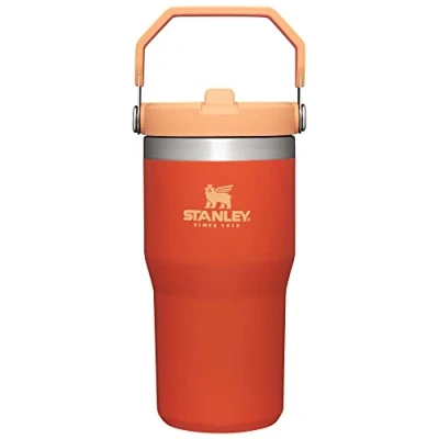 Image of STANLEY IceFlow Stainless Steel Tumbler Vacuum Insulated Water Bottle for Home, Office or Car Reusable Cup with Straw Leak Resistant Flip Cold 12 Hours Iced 2 Days, Tigerlily, 20OZ