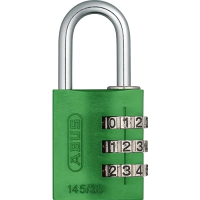 Image of ABUS combination lock 145/30 green Luggage lock, locker and much more. Aluminium padlock individually adjustable code security level 3