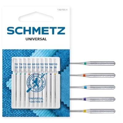 Image of SCHMETZ Domestic Sewing Machine Needles 10 Universal 130/705 H Needle Size 70/10 110/18 Suitable for a Wide Range of Fabrics Can be Used on All Conventional Household Machines