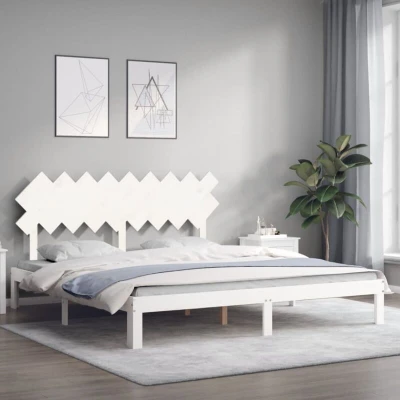 Image of vidaXL Bed Frame without Mattress White Super King Size Solid Wood Pine