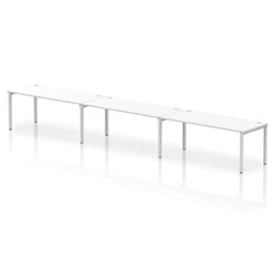 Image of Impulse Bench Single Row 3 Person 1800 Silver Frame Desk White