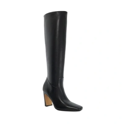 Image of Dune Ladies Sliding Knee High Square Toe Boots Size UK 8 Block Heel Black