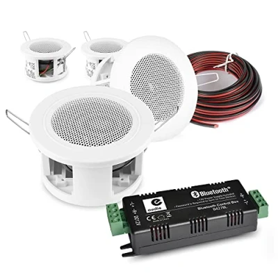 Image of Power Dynamics CSBA3L (4x) Compact Bluetooth Ceiling Speaker System with 4.0 Mini Amplifier