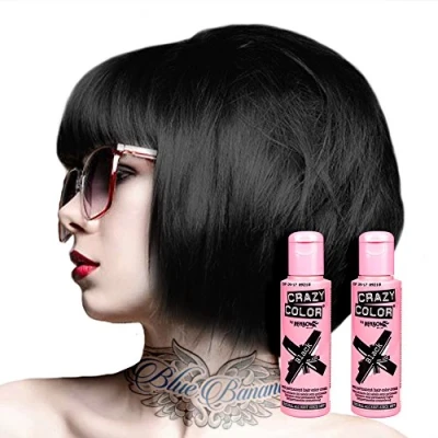 Image of 2x Crazy Color Semi Permanent Hair Dye 100ml (Black)