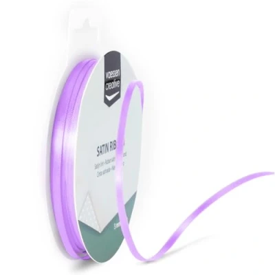 Image of Vaessen Creative Satin Ribbon, Lilac, 3mm x 10m, Elegant Shine for Card Making, Scrapbooks, Gift Wrapping and Other Craft Projects, 3 mm