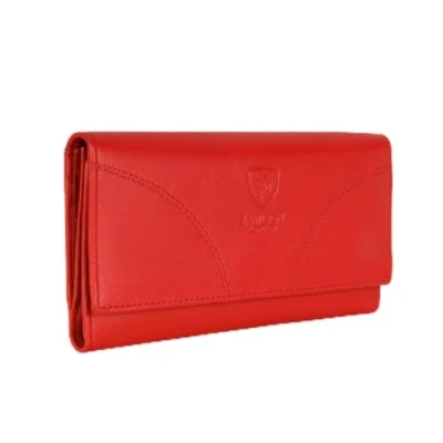 Image of J. Wilson London RFID Blocking Ladies Designer Quality Soft Sheep Leather Purse Wallet (Red Style 2)